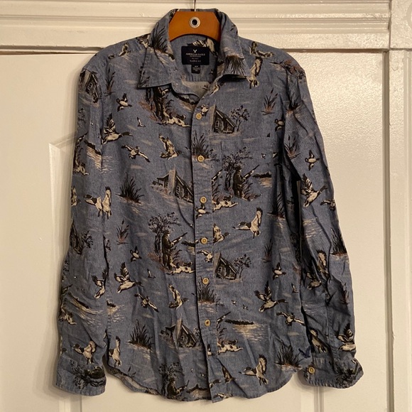 American Eagle Long Sleeve Print Button Down - Picture 1 of 3
